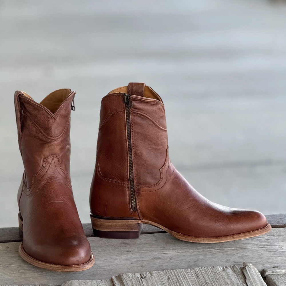 Tecovas Men's The Dean Scotch Brown Goat Leather Side-Zip Western Boots 11 EE